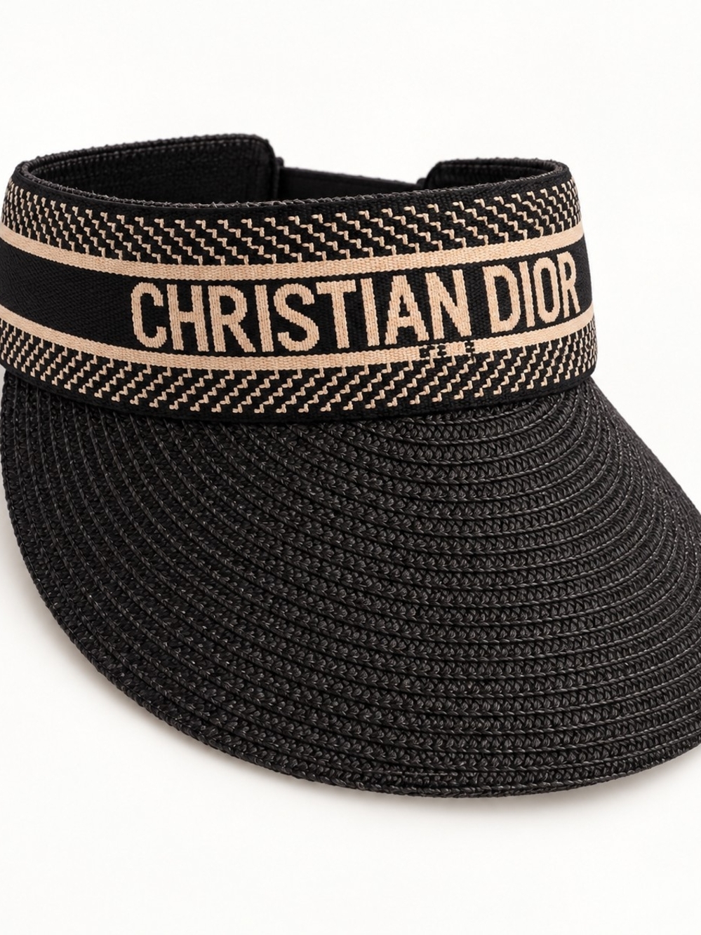 Dior Black Visor with Beige Christian Dior Band